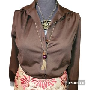70s Brown Button up top